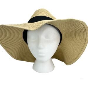 GAP Womens Packable Sun Hat Wide Brim Beige Black New